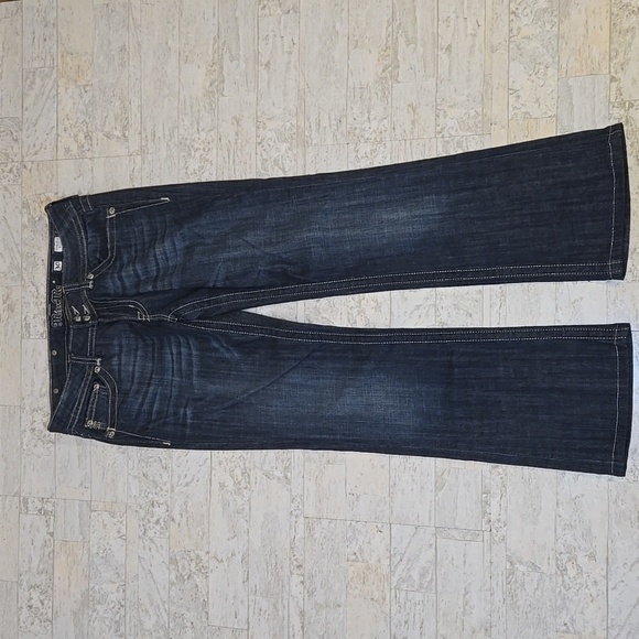 Miss Me Jeans Size 30 x 30 Denim Dark Boot Cut Rhinestone Pockets - Picture 4 of 16